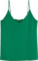 Jersey tank with woven front Groen
