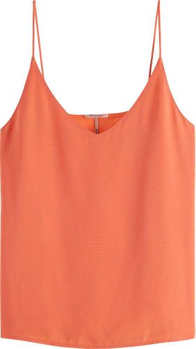 Scotch & Soda Jersey tanktop with woven front panel Oranje
