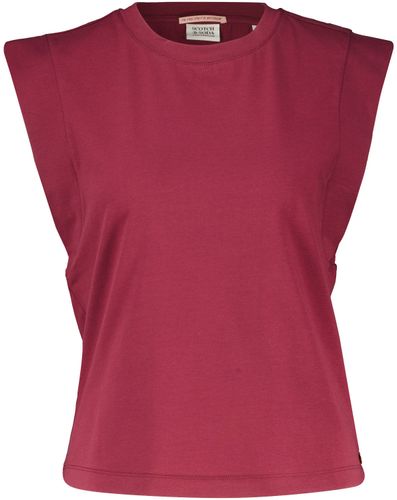 Scotch & Soda MERCERISED T-SHIRT WITH SHOULDER DE Rood