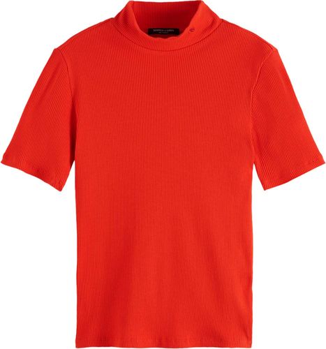 Scotch & Soda MOCK NECK RIB T-SHIRT Rood