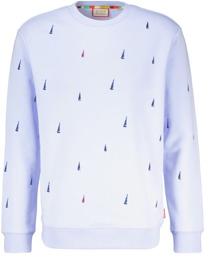 Scotch & Soda Regular Fit All Over Print Embroide Blauw