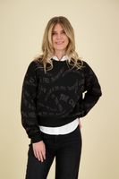 JACQUARD RELAXED PULLOVER Zwart