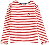 Boxy fit breton stripe ls T-shirt Rood