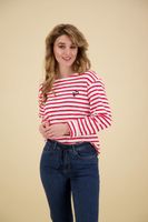 Boxy fit breton stripe ls T-shirt Rood