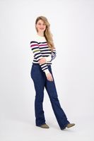 Contrast stripe pullover in Organic Wit
