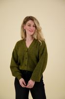 FUZZY RELAXED CARDIGAN Groen