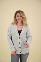 TEXTURED STITCH OVERSIZED CARDIGAN Grijs