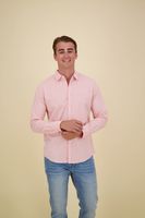 Overhemd Poplin Streep Roze