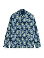 PRINTED SEERSUCKER SHIRT Blauw