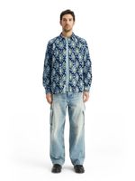 PRINTED SEERSUCKER SHIRT Blauw