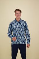 PRINTED SEERSUCKER SHIRT Blauw