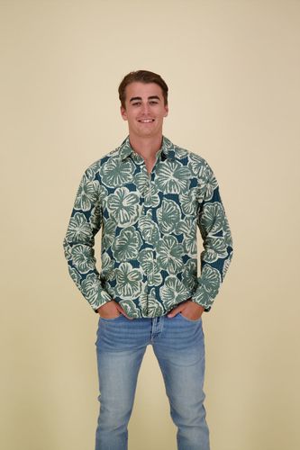 Scotch & Soda Overhemd Seersucker AOP Groen