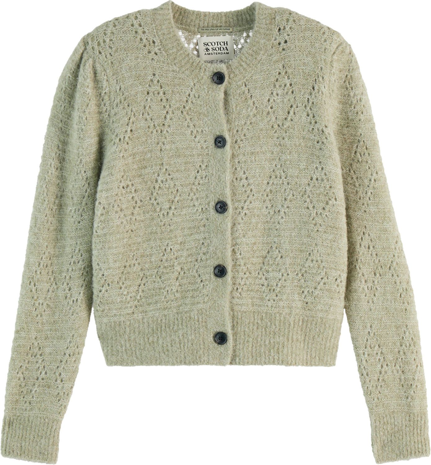 BOUCL CREW NECK CARDIGAN Groen