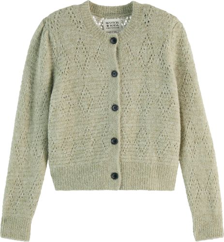 Scotch & Soda BOUCL CREW NECK CARDIGAN Groen