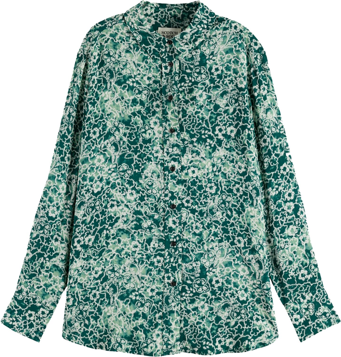 VISCOSE PRINTED RELAXED FIT SHIRT Groen