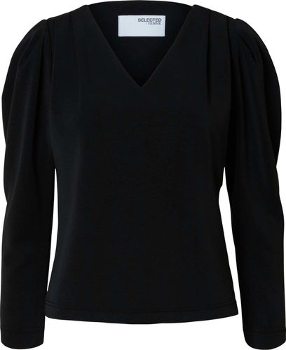 Selected Femme SLFFENJA LS V-NECK TOP Zwart