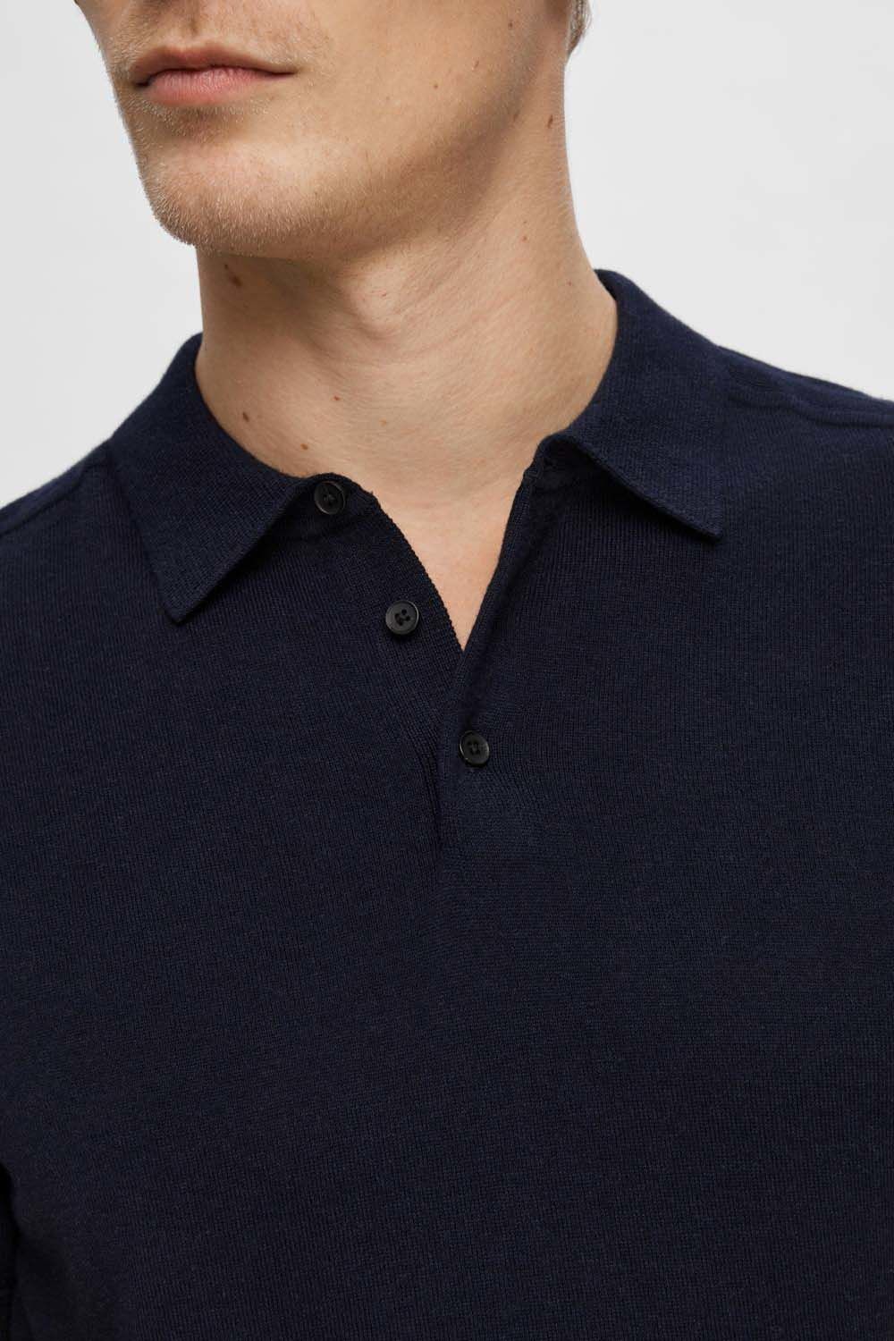 Selected Homme Gebreide Polo Blauw