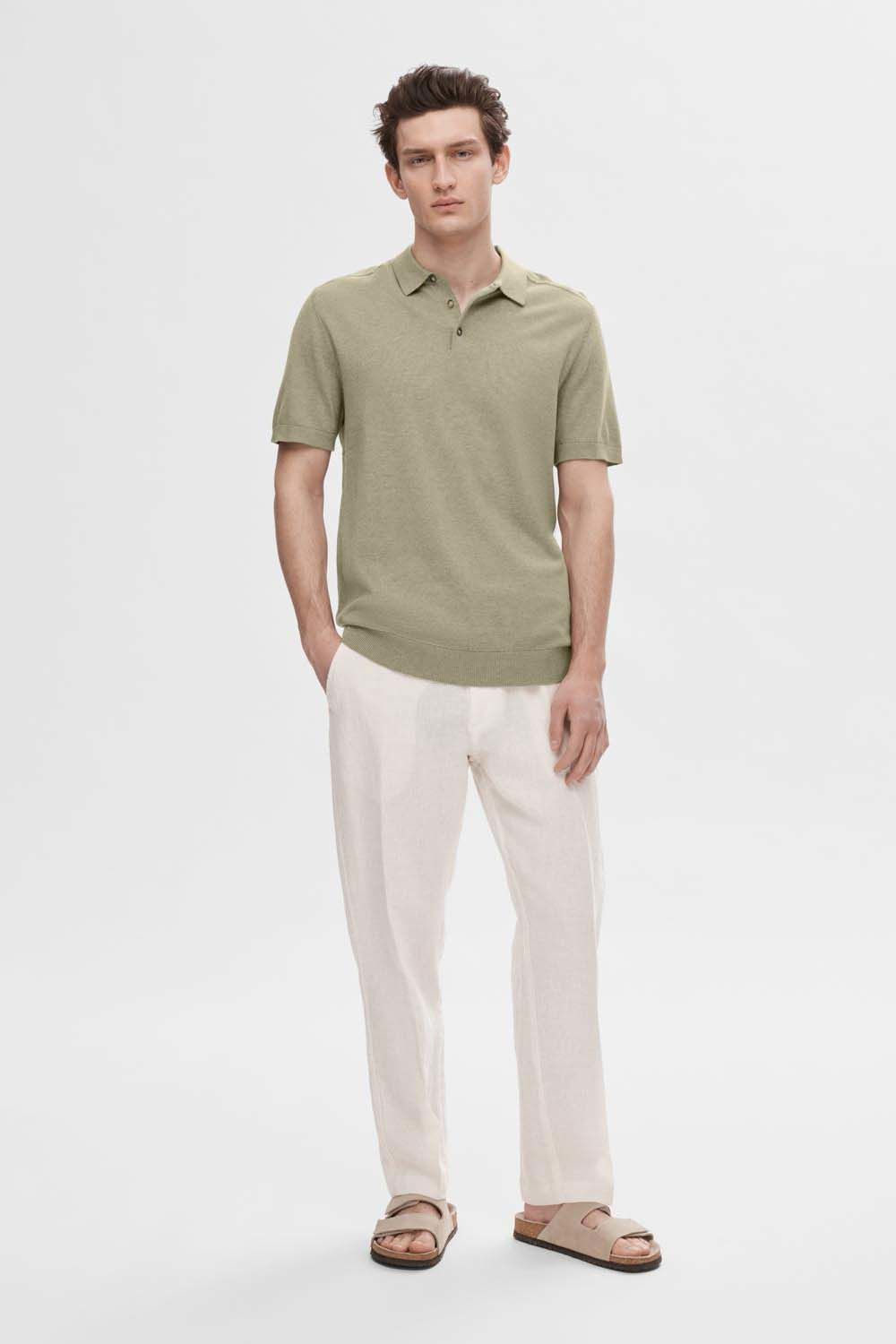 Selected Homme Gebreide Polo Groen