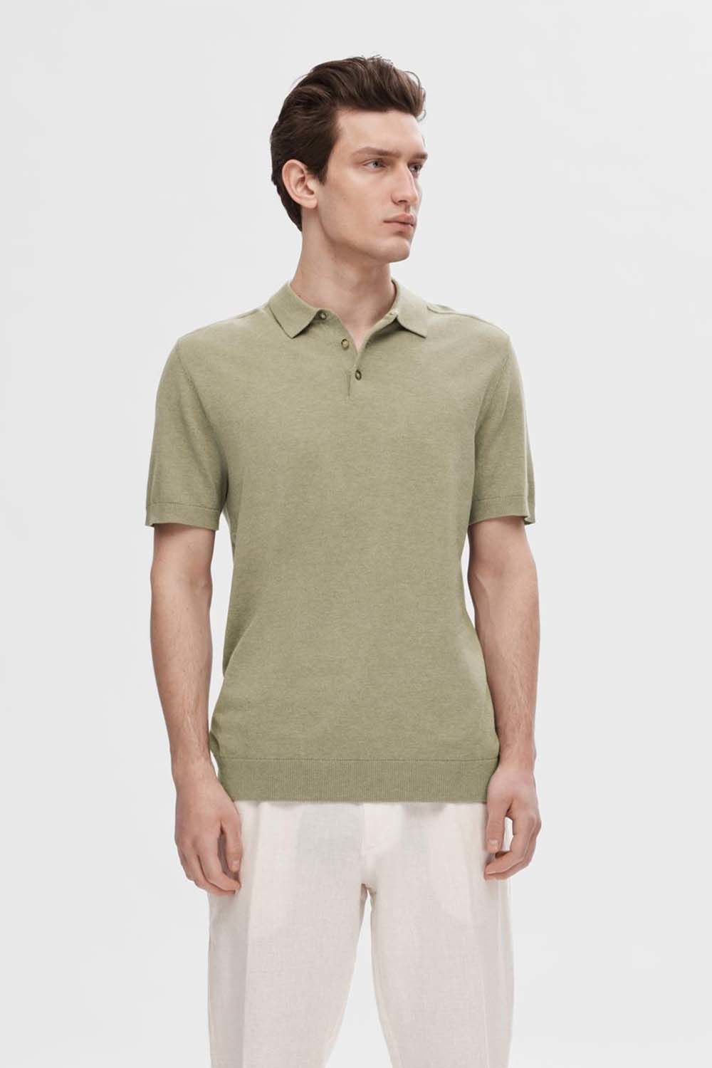 Selected Homme Gebreide Polo Groen