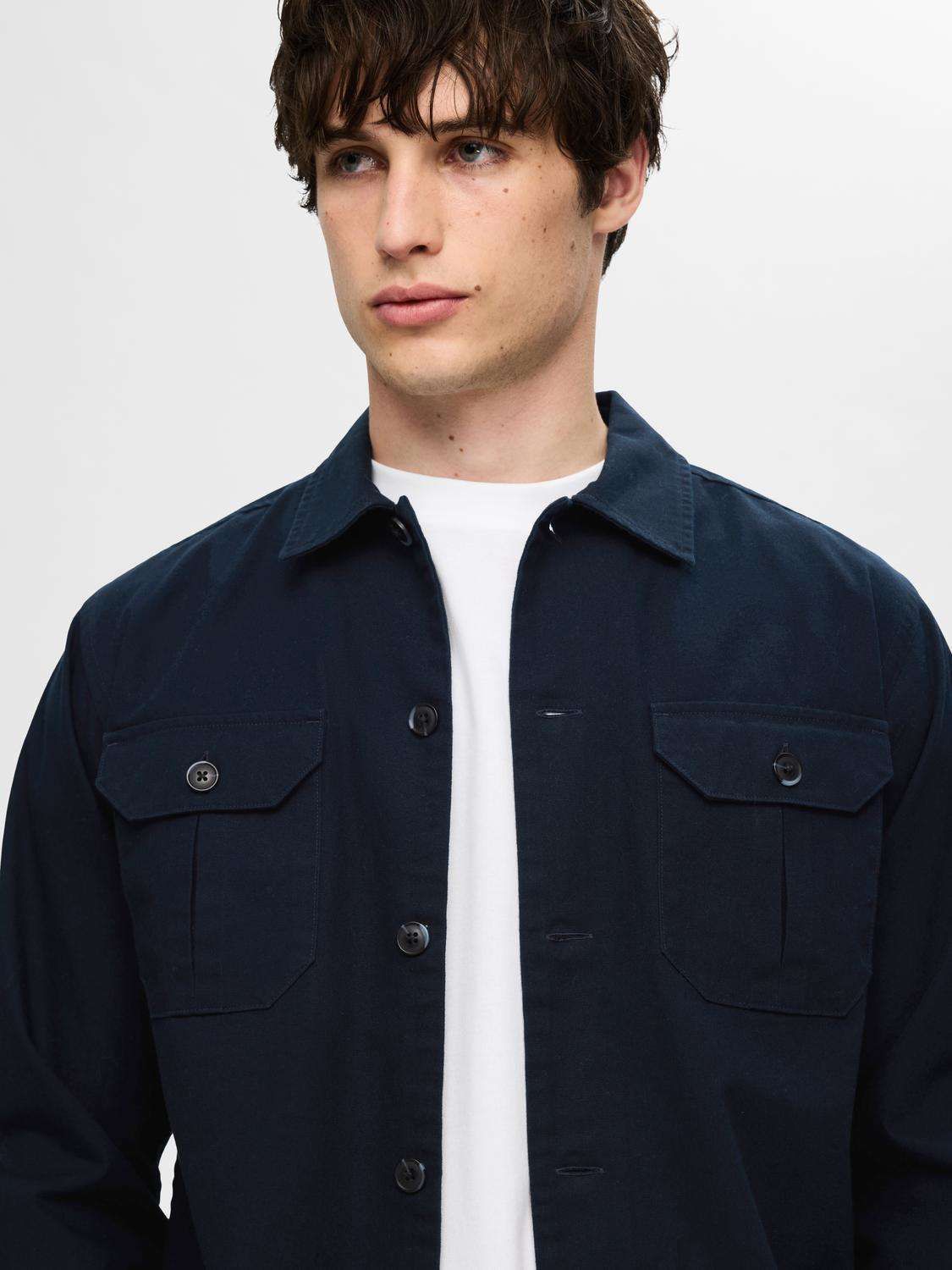 Selected Homme Overshirt Canvas Workwear Blauw