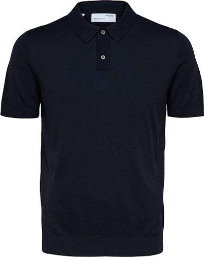 Selected Homme slhtown ss knit polo vj Blauw