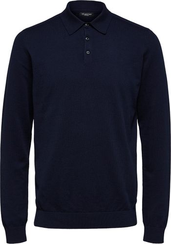 Selected Homme slhberg ls knit polo Blauw