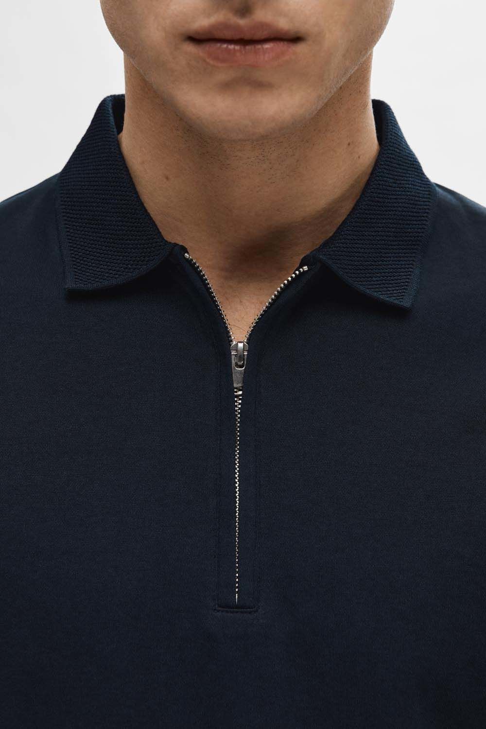 Selected Homme Polo Zip Blauw