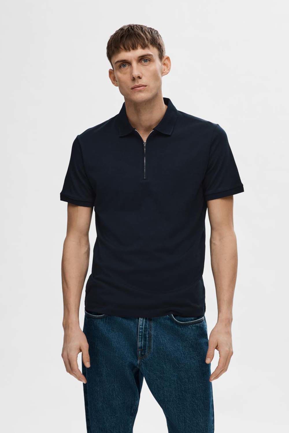 Selected Homme Polo Zip Blauw