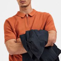 slhflorence knit zip polo Oranje