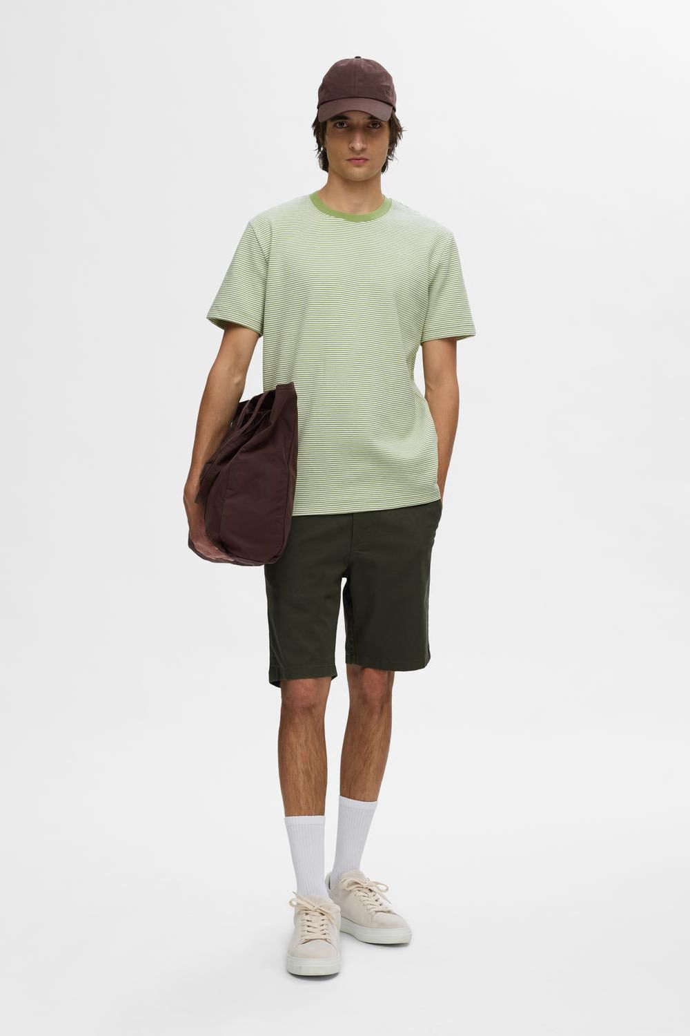 Selected Homme T-shirt Soren Streep Groen