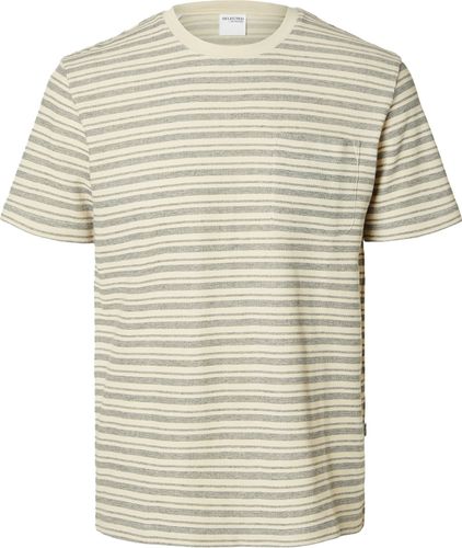 Selected Homme T-shirt Sune Stripe Grijs