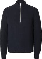 slhthim ls knit half zip Blauw