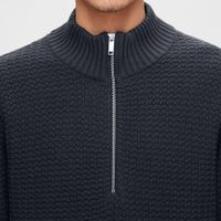 slhthim ls knit half zip Blauw