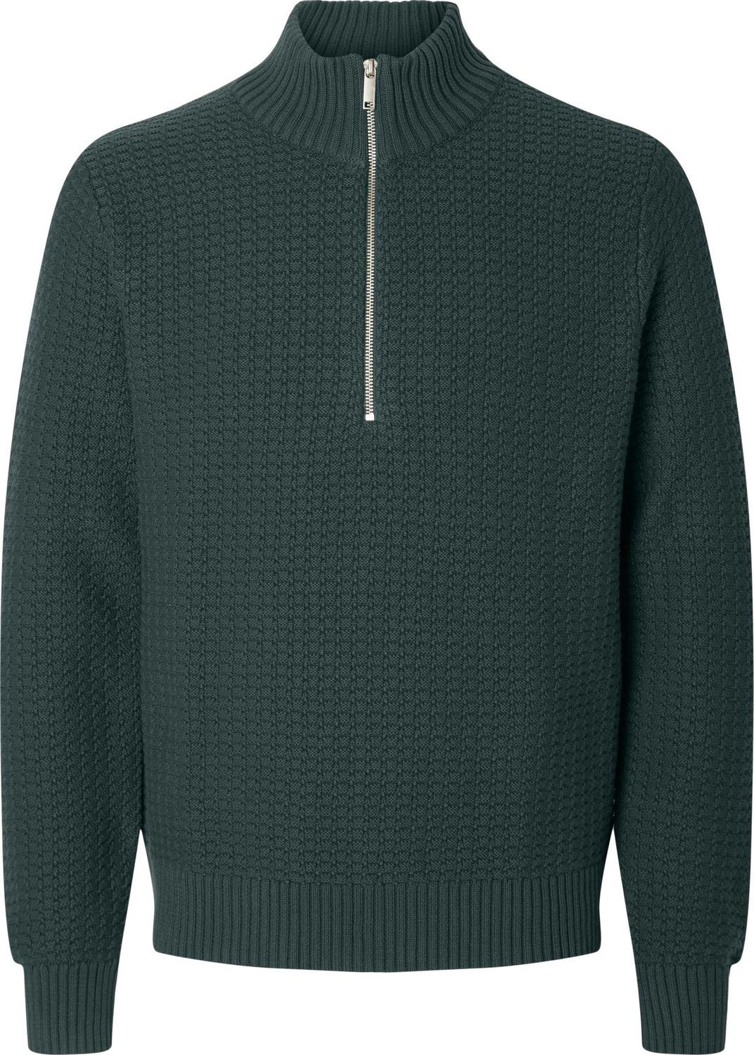 slhthim ls knit half zip Groen