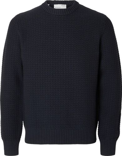Selected Homme slhthim ls knit strip crew Blauw