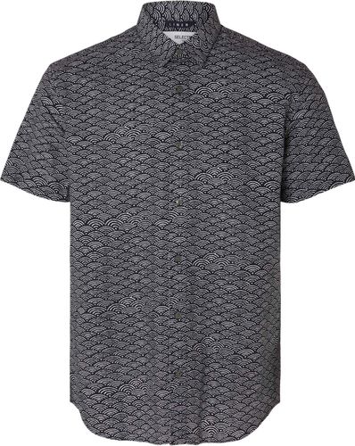Selected Homme Overhemd REGNEW-LINEN SHIRT SS CLASSIC Blauw