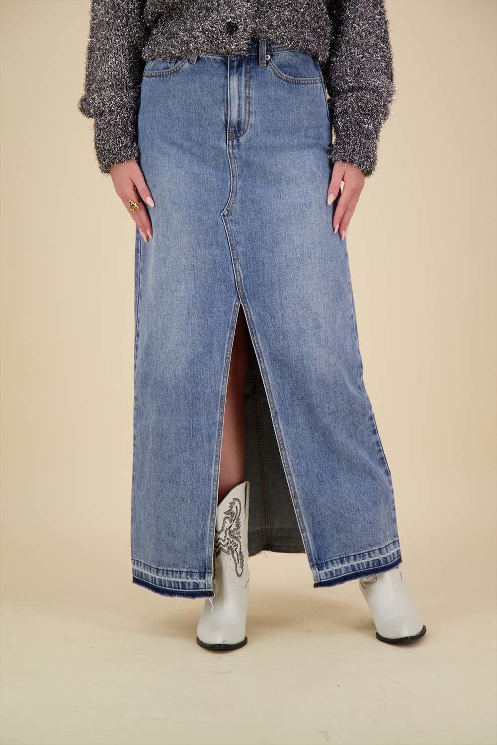 Catwalk Junkie Jeans Rok Pip Maxi Blauw Catwalk Junkie Jeans Rok Pip Maxi Blauw