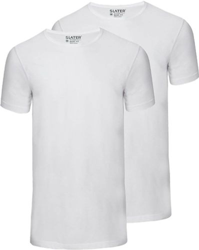 Slater BASIC FIT 2-pack T-shirt R-neck  s/ Wit