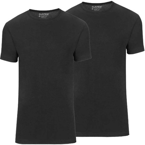 Slater BASIC FIT 2-pack T-shirt R-neck  s/ Zwart