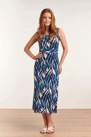 Maxi jurk met zebra print Blauw