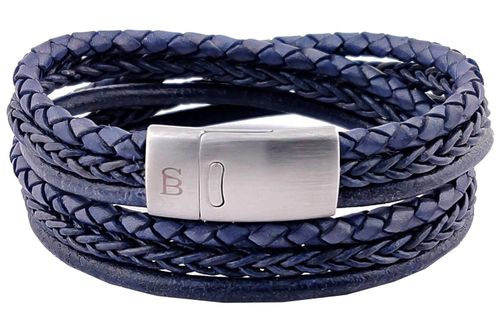 Steel & Barnett Leather bracelet Bonacci Blauw