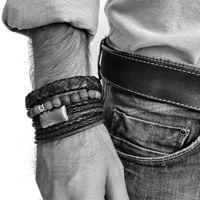 Leather bracelet Bonacci Blauw