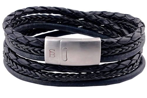 Steel & Barnett Leather bracelet Bonacci Zwart