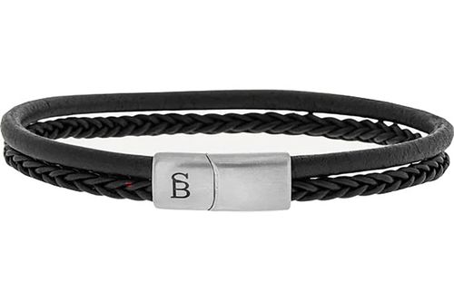 Steel & Barnett Leather Bracelet Denby Zwart