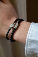 Leather bracelet luke landon Zwart