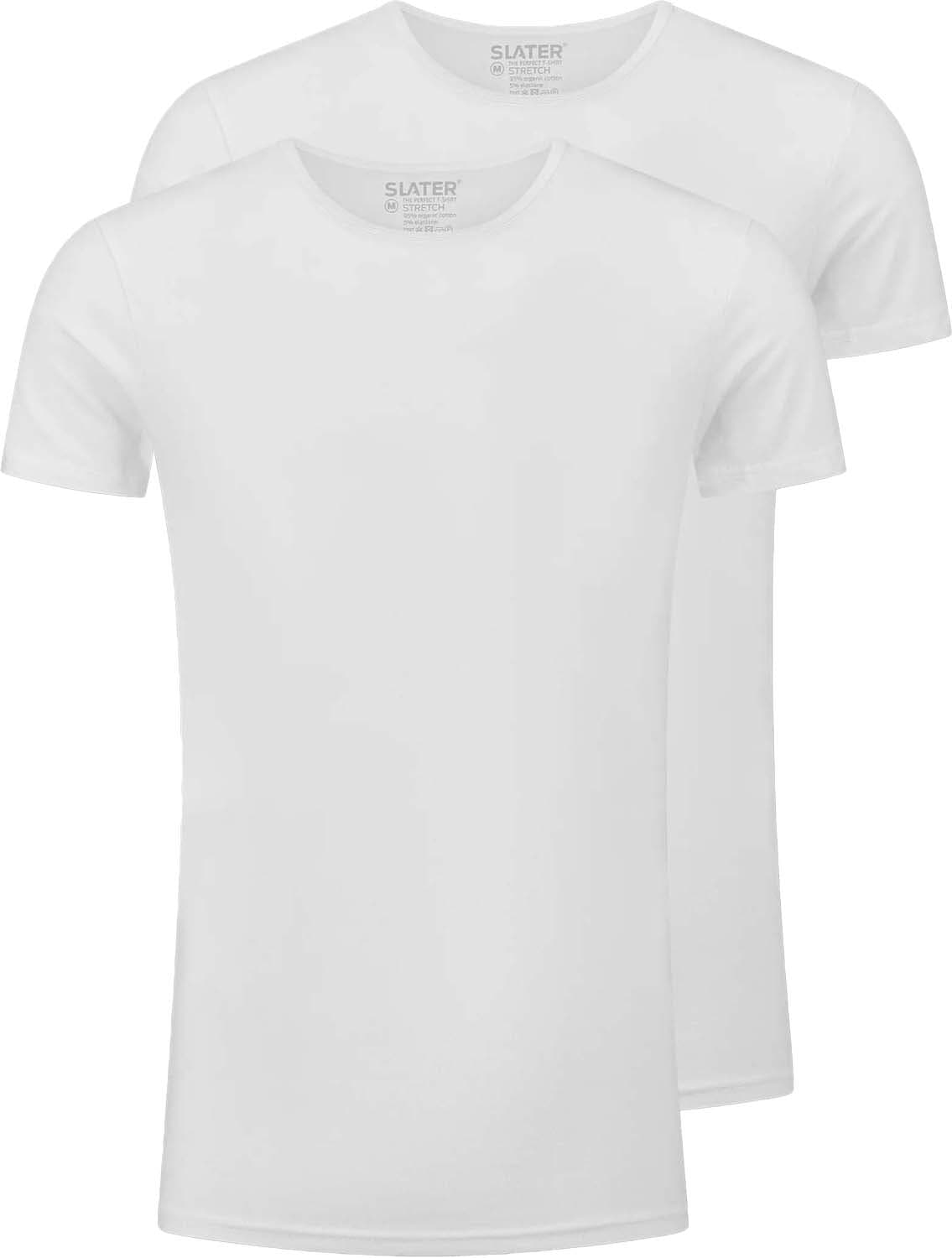 Slater T-shirt Stretch 2-Pack Wit Slater T-shirt Stretch 2-Pack Wit
