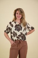 Top Maite Flower Crepe Bruin