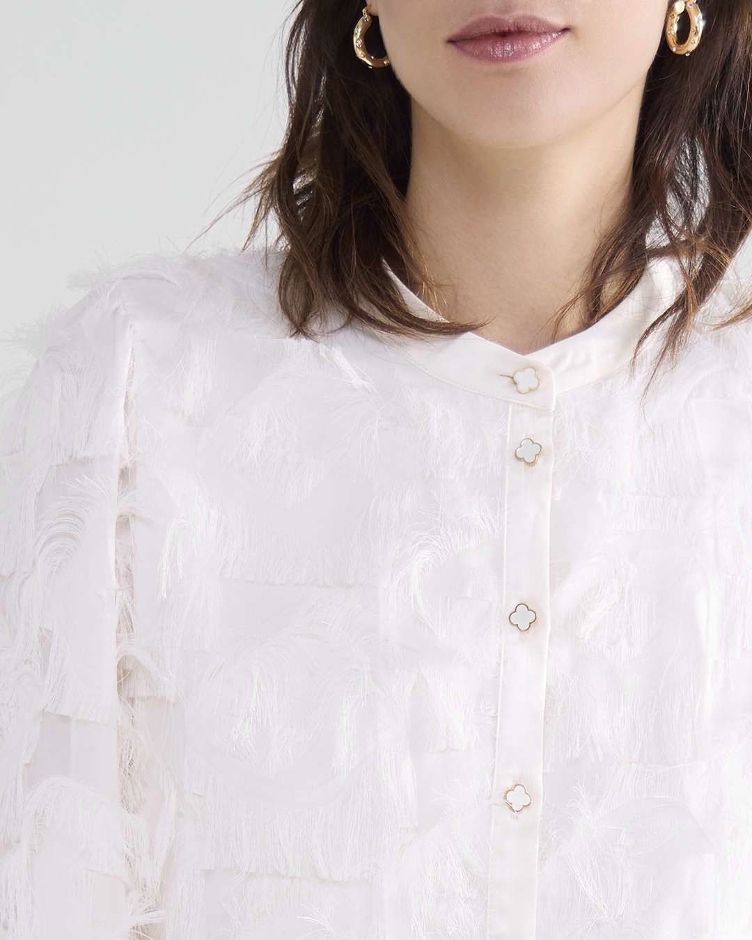 Summum Blouse Fringe Fluffy Wit 