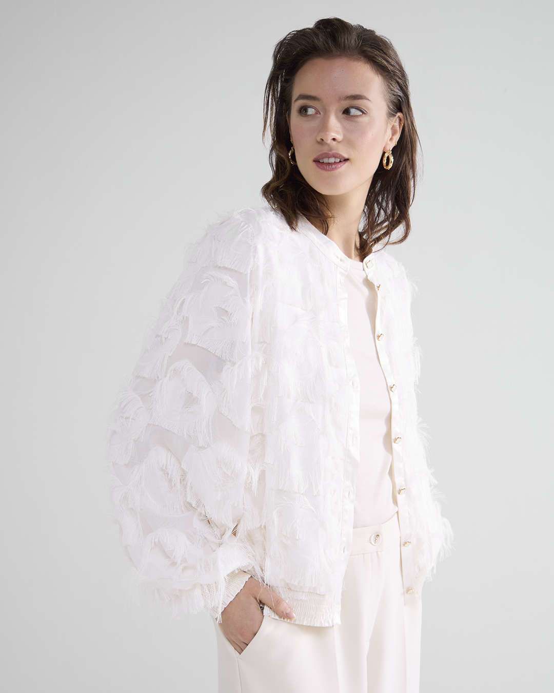 Summum Blouse Fringe Fluffy Wit 