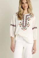 Blouse cotton voile embroidered Wit